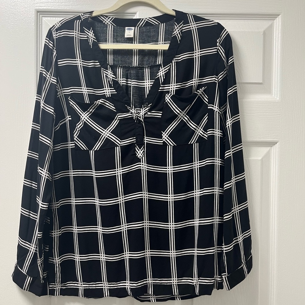 Old Navy Checkered Blouse Size M